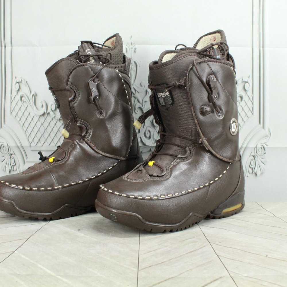 Burton Supreme Brown Leather Nylon Snowboard Boots Size 6.5 - Picture 2 of 9
